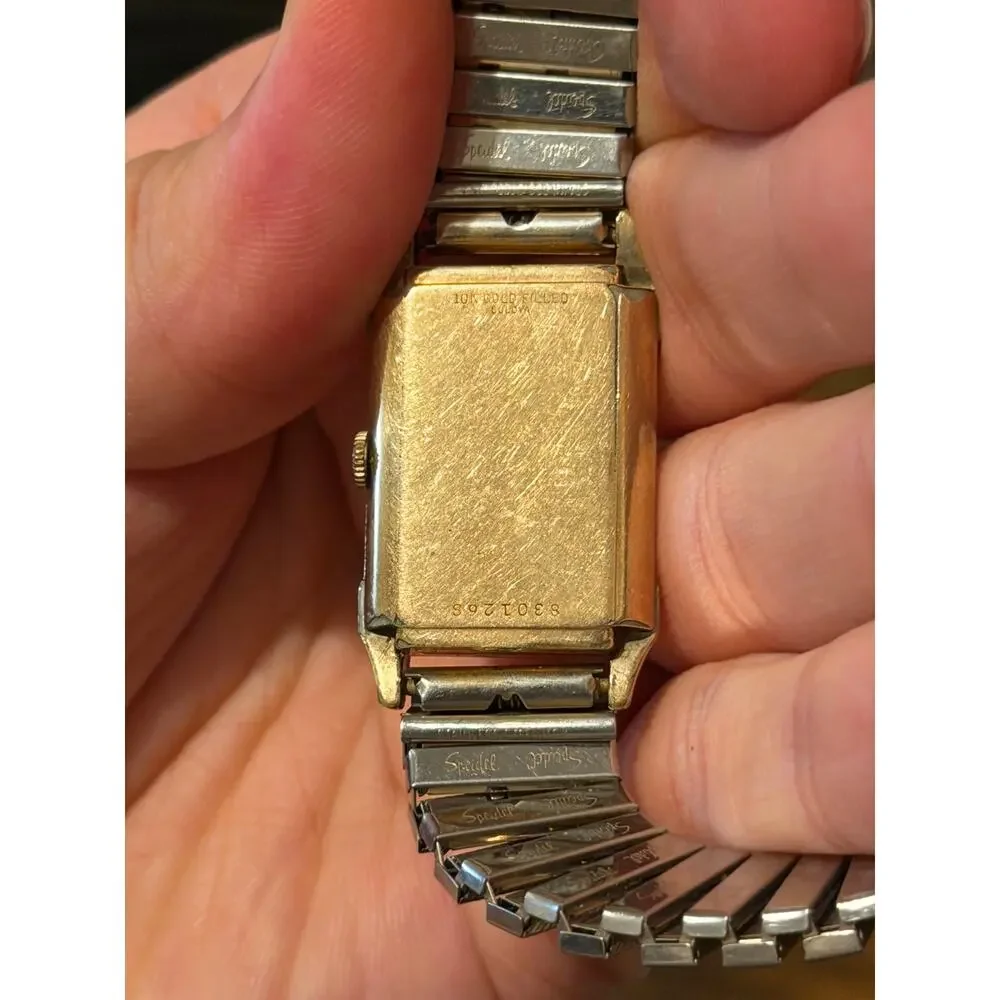 Bulova Art Deco 10K Gold Filled Tank Manual Wind Small Seconds Watch